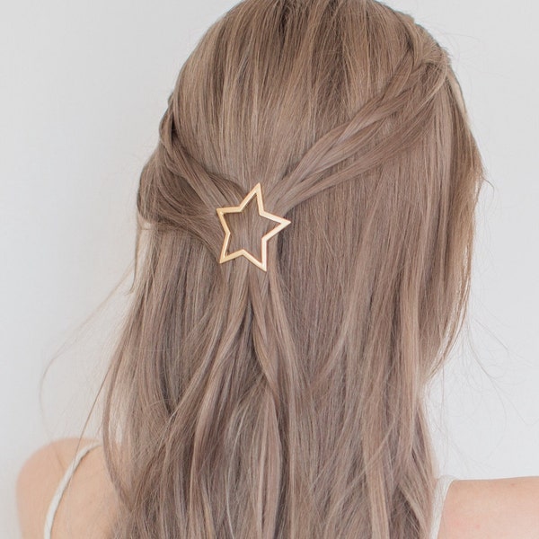 Clip de cheveux gold star, Metal Clip, Minimalist Hair Clip, Minimalist Hair Accessory, Geometric Hair Clip, Hair Barrette, Stylish Hair Clip