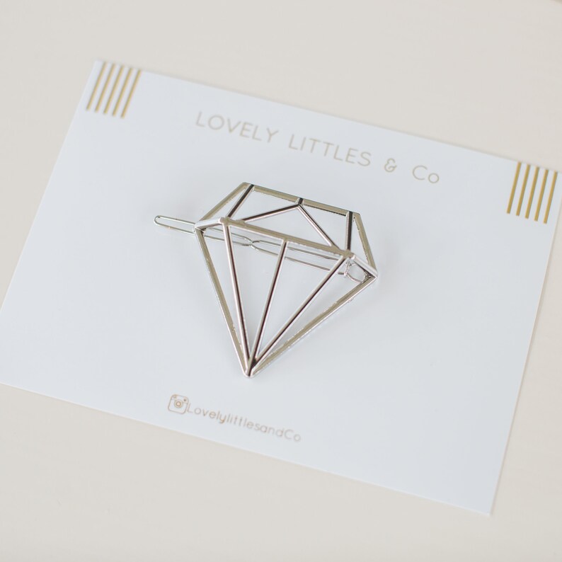 Gold or Silver Diamond Hair Clip Metal Clip Minimalist Hair Etsy