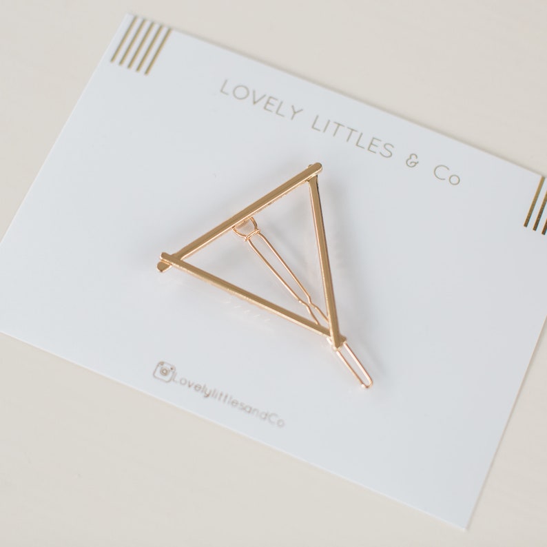 Gold triangle hair clip, Metal Clip, Minimalist Hair Clip, Minimalist Hair Accessory, Geometric Hair Clip, Hair Barrette, Stylish Hair Clip image 3