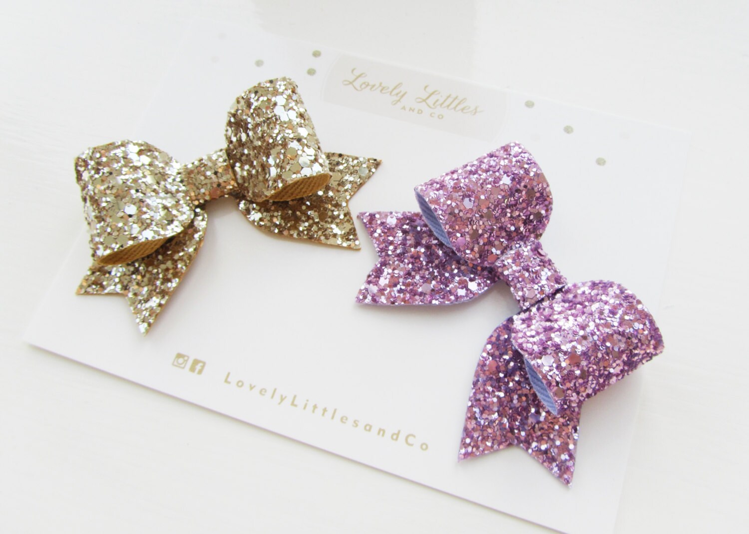 Girl/baby Gold and Pink Intense Glitter hair bow on Hair Clip Etsy