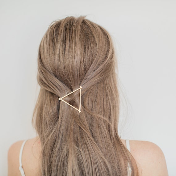 Gold triangle hair clip Metal Clip 