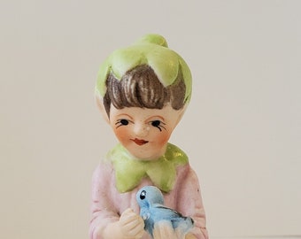 Josef Originals 700 Series Figurine, Pixie/Elf/Fairy and Bluebird