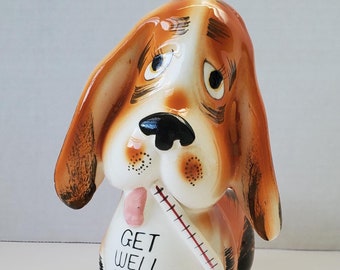 Cute Vintage Rubens Puppy Planter - Get Well Soon - Japan