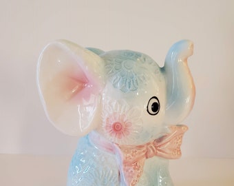 Vintage Blue Baby Elephant Baby Planter