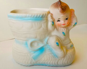 Vintage Rubens Blue Baby Boy Planter