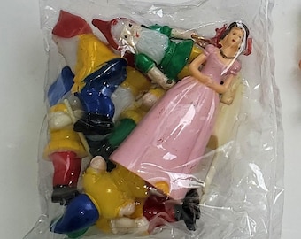 Vintage 1980s Snow White and the Seven Dwarfs Cake Decorations - Unopened