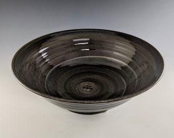 E. C. Racicot Art Sink Handmade Stoneware Pottery Cabin Rustic Country bathroom Vessel bowl sink Louisiana Bayou Glaze - 15-3/8"W x 5.25"H