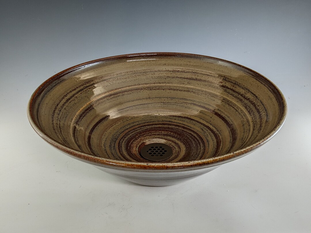 E. C. Racicot Art Sink Handmade Stoneware Pottery Cabin Rustic Country ...