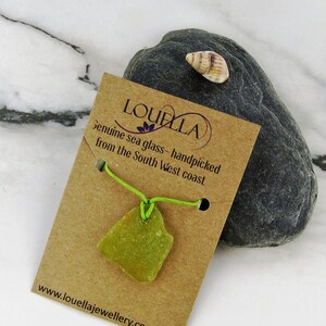 green sea glass - beach glass necklace - mermaid necklace - beach sea glass - made in Devon - recycled glass - genuine sea glass gift