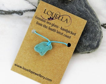 sea glass necklace - beach glass necklace - mermaid necklace - turquoise pendant - Devon sea glass - recycled glass - genuine sea glass