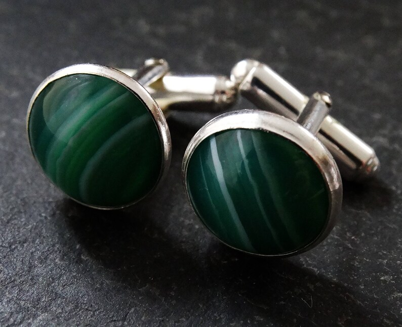 green gem cufflinks Gemstone cufflinks silver cufflinks green agate cufflinks stone cufflinks mens cufflinks wedding cufflinks