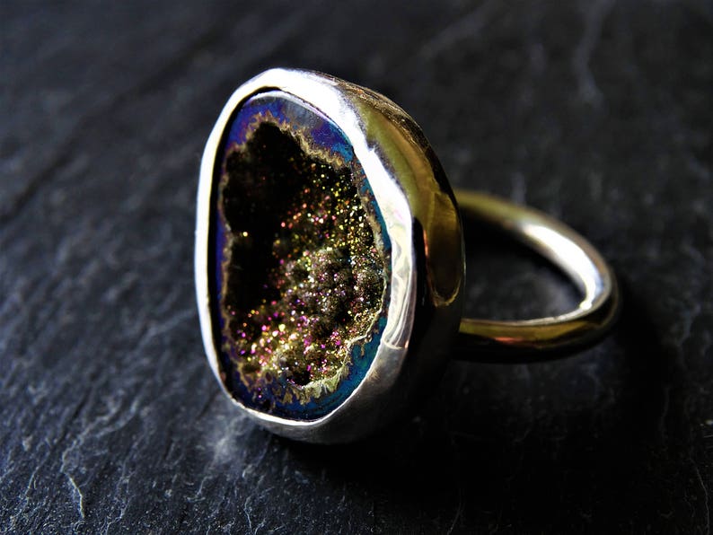 Druzy jewellery druzy jewellery statement ring statement jewellery cave geode druzy adjustable ring gemstone ring geode ring
