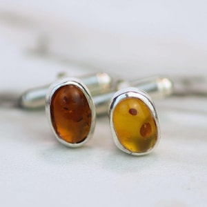 Amber sterling silver cuff-links