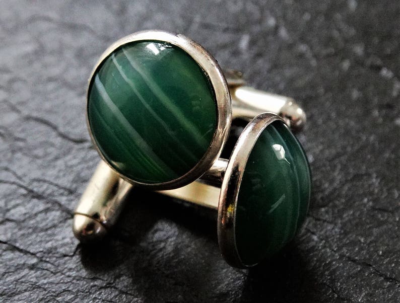green gem cufflinks Gemstone cufflinks silver cufflinks green agate cufflinks stone cufflinks mens cufflinks wedding cufflinks