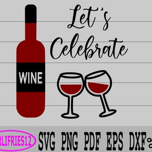 お祝いしましょう SVG | ボトルワインとグラスワイン 2 杯 SVG