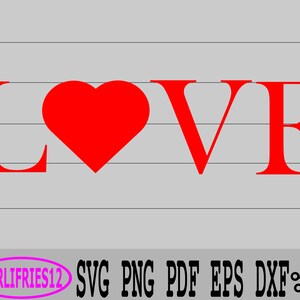May include: Red LOVE graphic with a red heart replacing the letter O. The graphic is on a gray background with white lines.