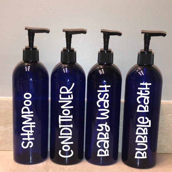 Blue Shampoo & Conditioner Bottles | Bathroom Bottle Set | Refill Shampoo Bottle Bottles | shampoo dispenser | refill  Shampoo Bottle |