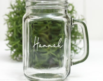 Mason Jar with Straw | Mason Jar Mug with Handle | Bridesmaids Gift | Personalized Mug | Bachelorette Party Mug | Wedding Party Gift
