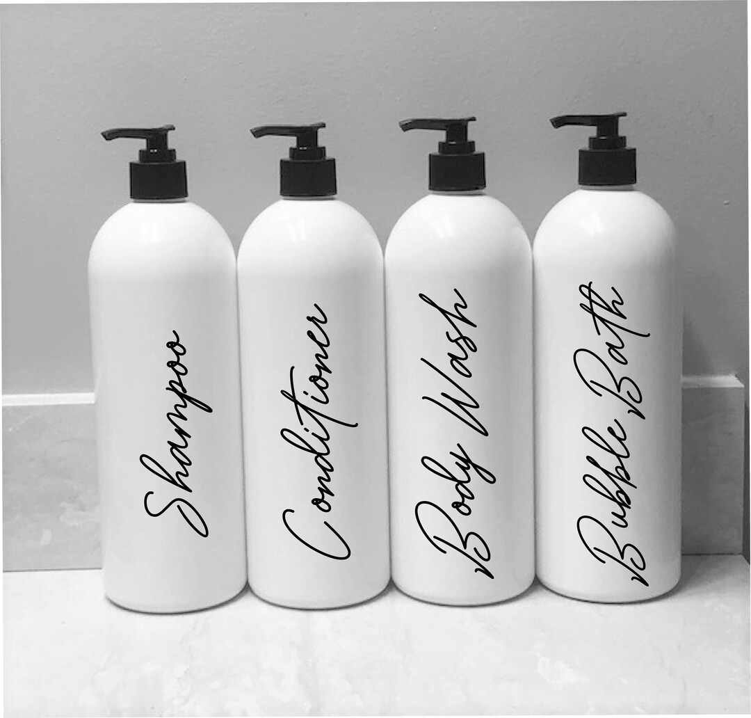 32oz White Shampoo & Conditioner Bottles Refillable Bottle Etsy