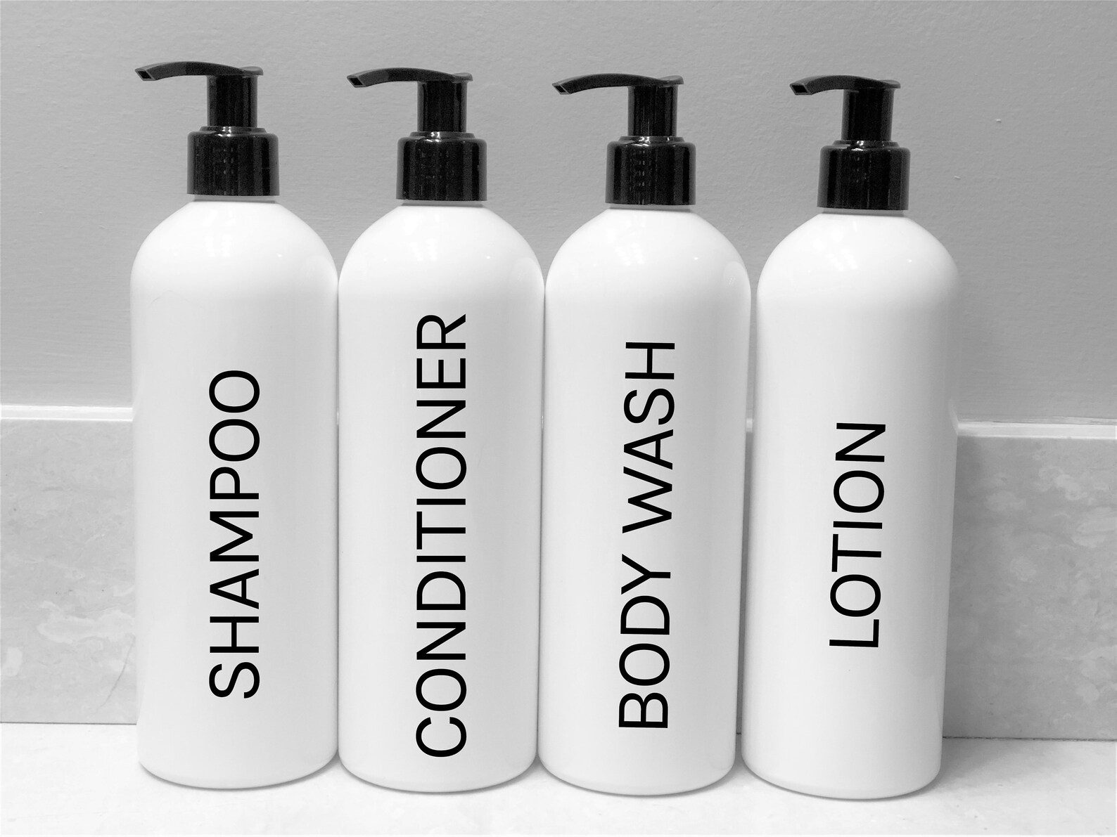 White Shampoo & Conditioner Bottles Bathroom Bottle Set Etsy