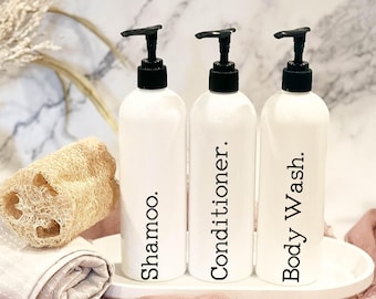 White Shampoo and Conditioner Bottles, Bathroom Bottle Set, Refillable Shampoo Bottle Bottles, Shampoo dispenser, Reusable Shower Bottles