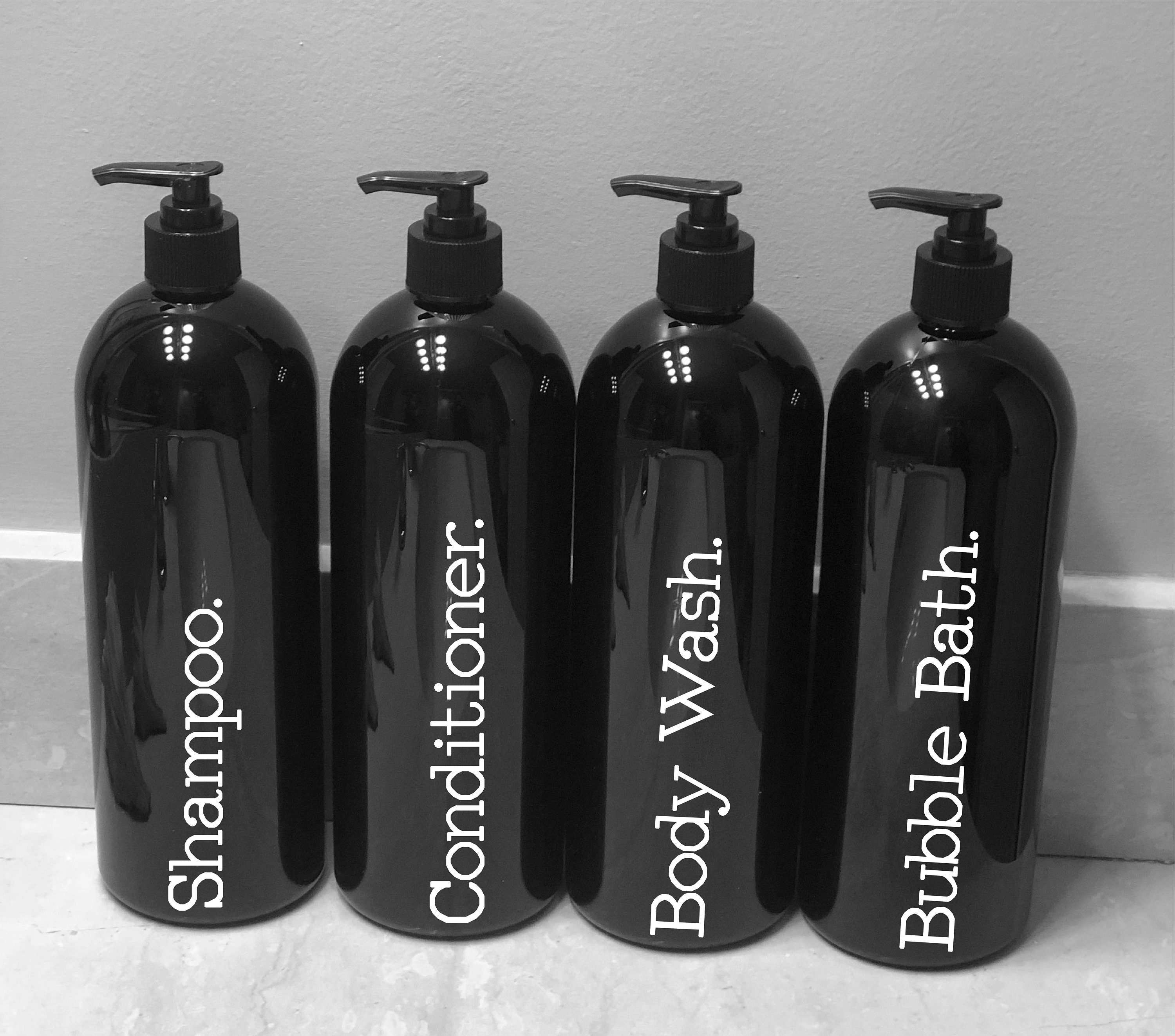 Refillable Shampoo and Conditioner Bottles Black Bathroom Etsy
