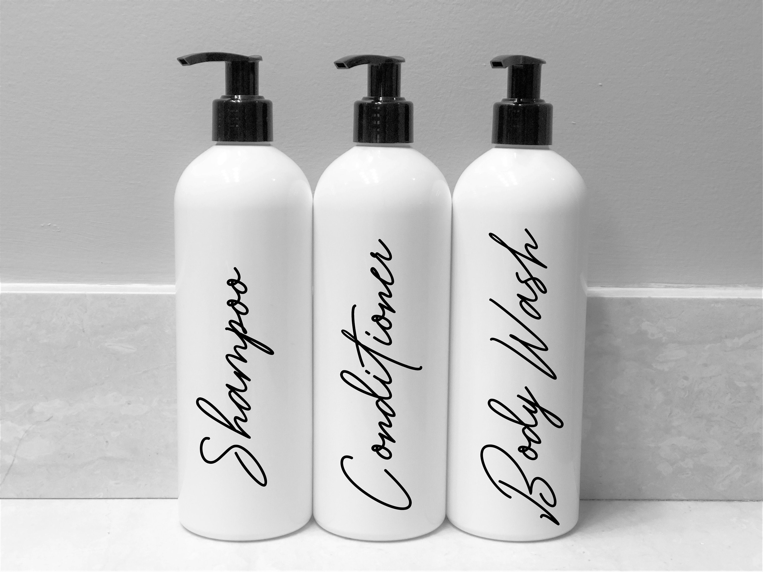 3 White Shampoo & Conditioner Set Bathroom Bottle Set Refill Shampoo Bottle  Bottles Shampoo Dispenser Rae Dunn Bathroom Mom Gift 