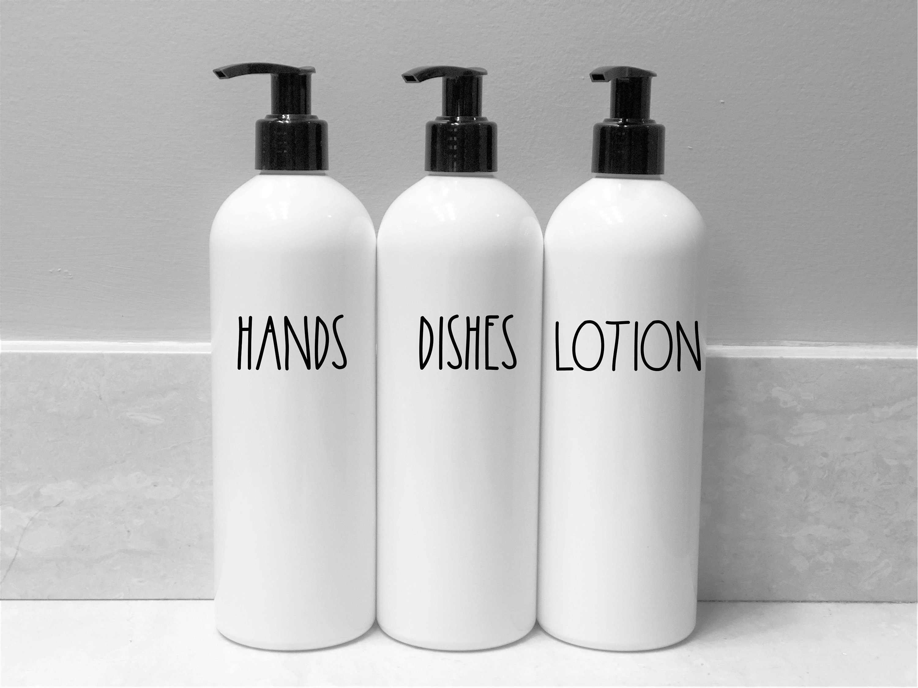 White Hand & Dish Soap Dispenser | Kitchen Soap Dispenser Set | BnB Décor | Soap Dispenser Pump | Refillable bottle with label | Hand Soap
