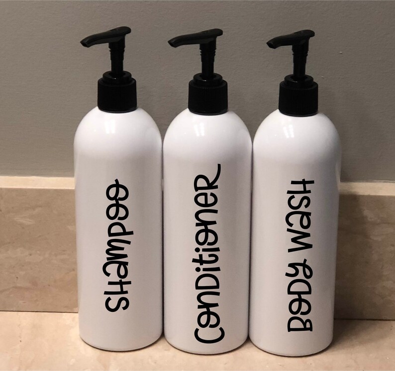 3 White Bathroom Set Refillable Bottles Bathroom Bottles Etsy