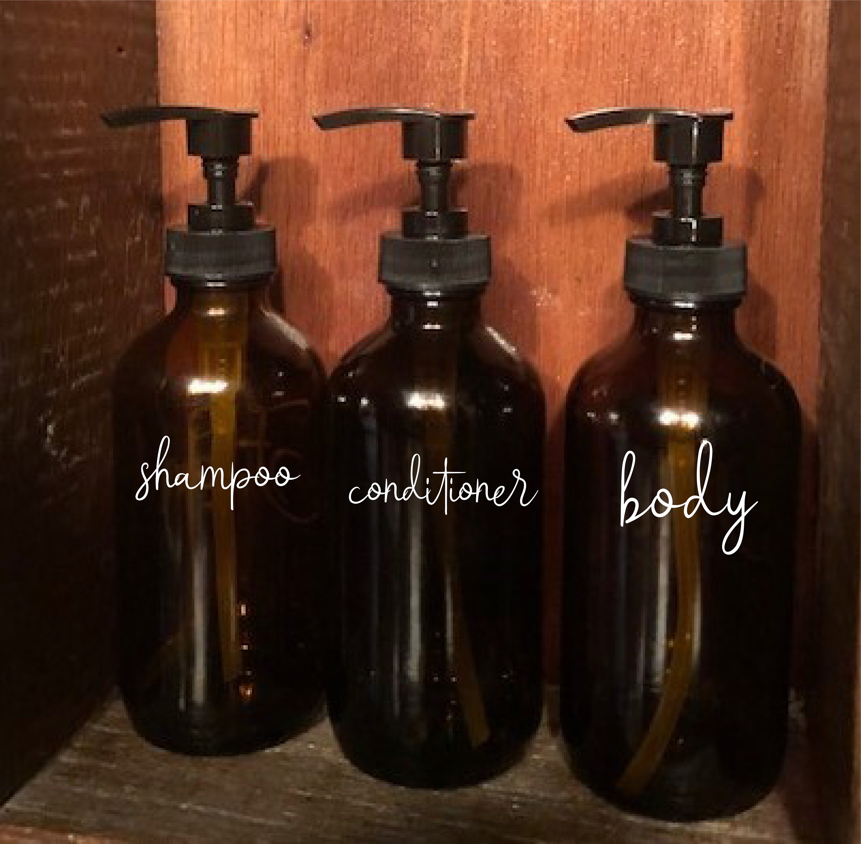 lytter Ydmyg loop 16 Oz Shampoo Conditioner Body Amber Glass Bottles Glass - Etsy