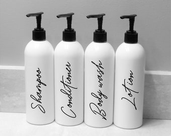 White Shampoo & Conditioner Bottles  | Bathroom Bottle Set | Refill Shampoo Bottle | shampoo dispenser | Aesthetic décor | AirBNB Decor