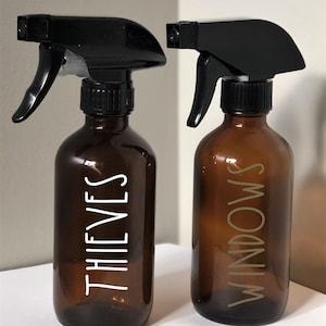 16oz Amber Glass Spray Bottle: Custom Vinyl Label, Kitchen Cleaner