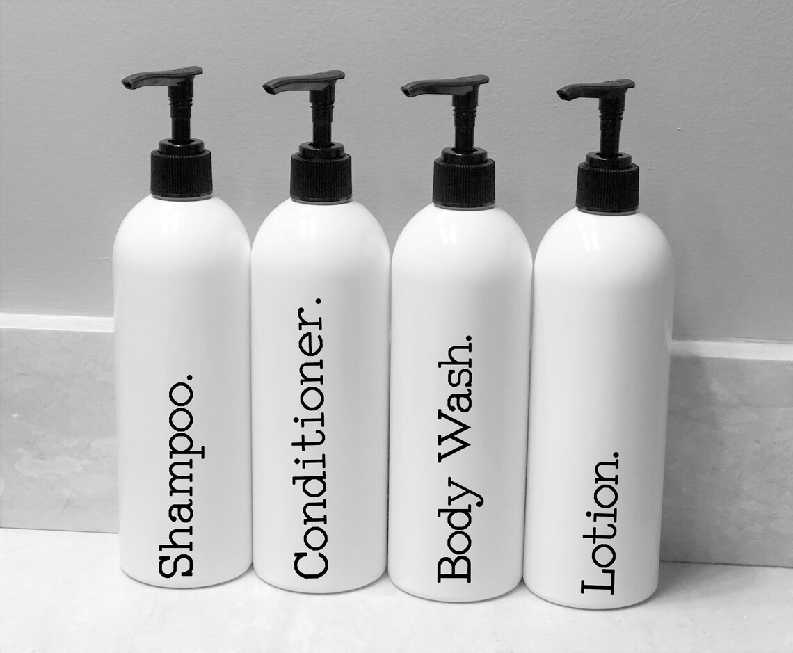 White Shampoo & Conditioner Bottles Bathroom Bottle Set Etsy
