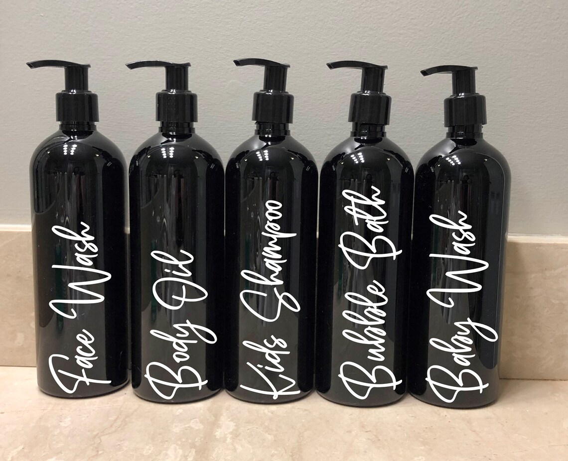 Black Shampoo & Conditioner Bottles Bathroom Bottle Set Etsy