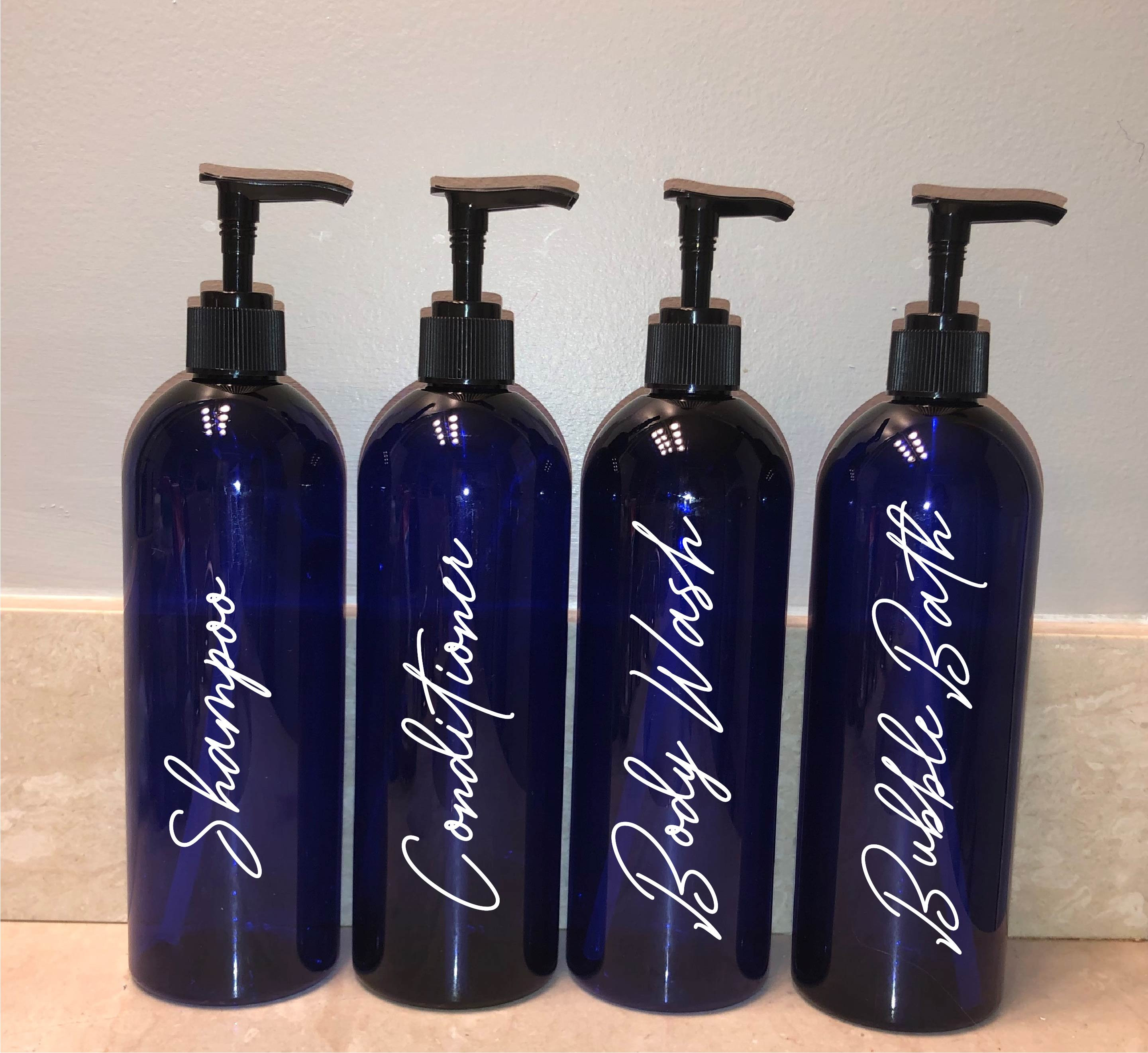 Blue Shampoo Conditioner Bottles Bathroom Bottle Set Refill