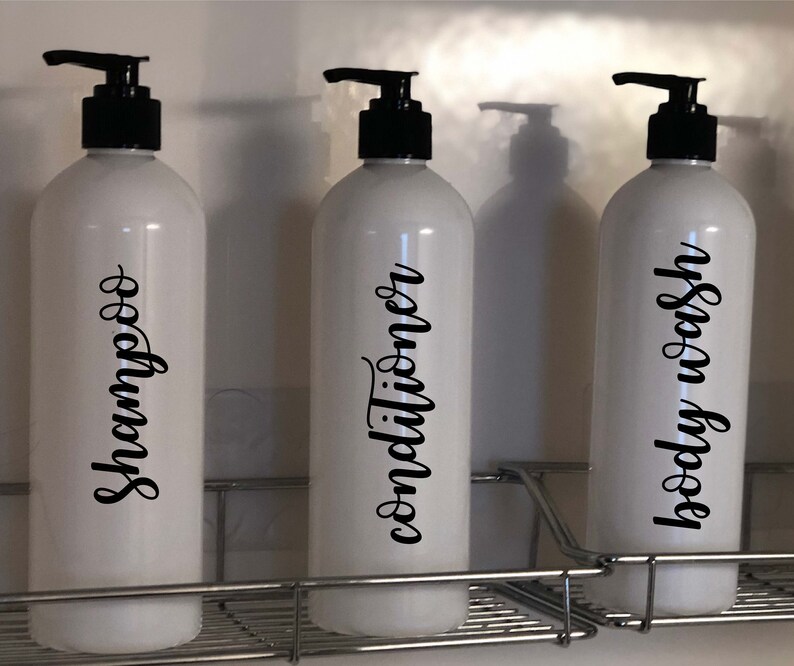 3 White Bathroom Set Refillable Bottles Bathroom Bottles Etsy