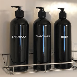Black Shampoo & Conditioner Bottles | Bathroom Bottle Set | Refill Shampoo Bottle Bottles | shampoo dispenser | Reuse Shampoo Bottle | Pump