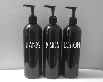 Black Soap Dispenser for Kitchen, Bathroom Hand Soap Dispenser, Lotion Bottle with pump, Refillable Bottles,  Ecofriendly, Minimalist