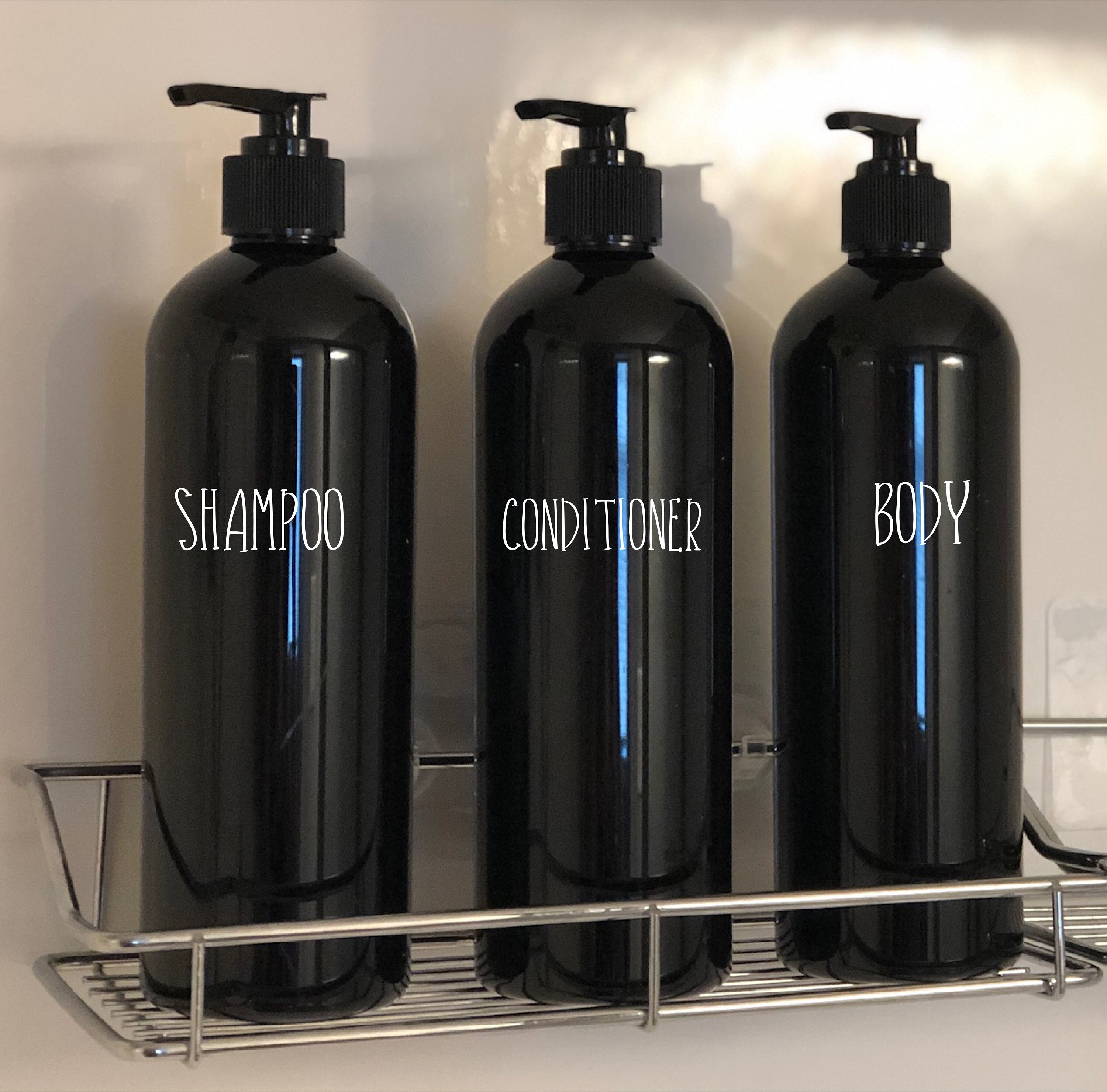 Black Shampoo & Conditioner Bottles Bathroom Bottle Set Etsy