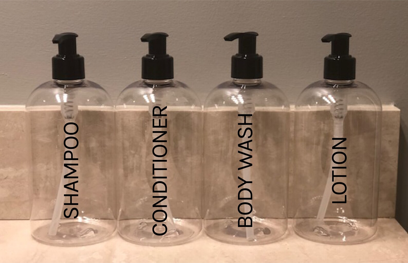 4 Clear Shampoo & Conditioner Set Bathroom Bottle Set Etsy