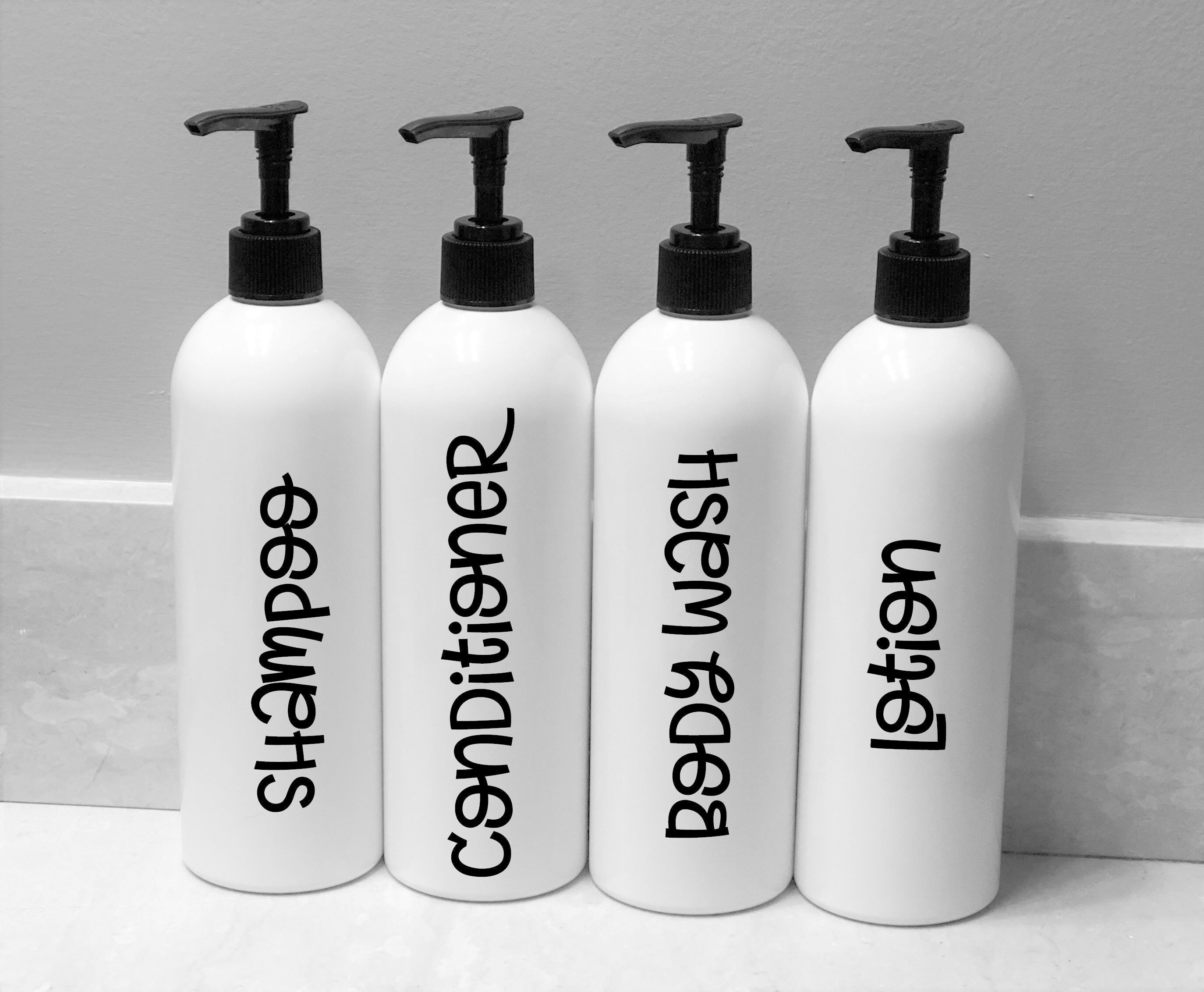 4 White Bathroom Bottle Set Refillable Bottles Bathroom Etsy UK