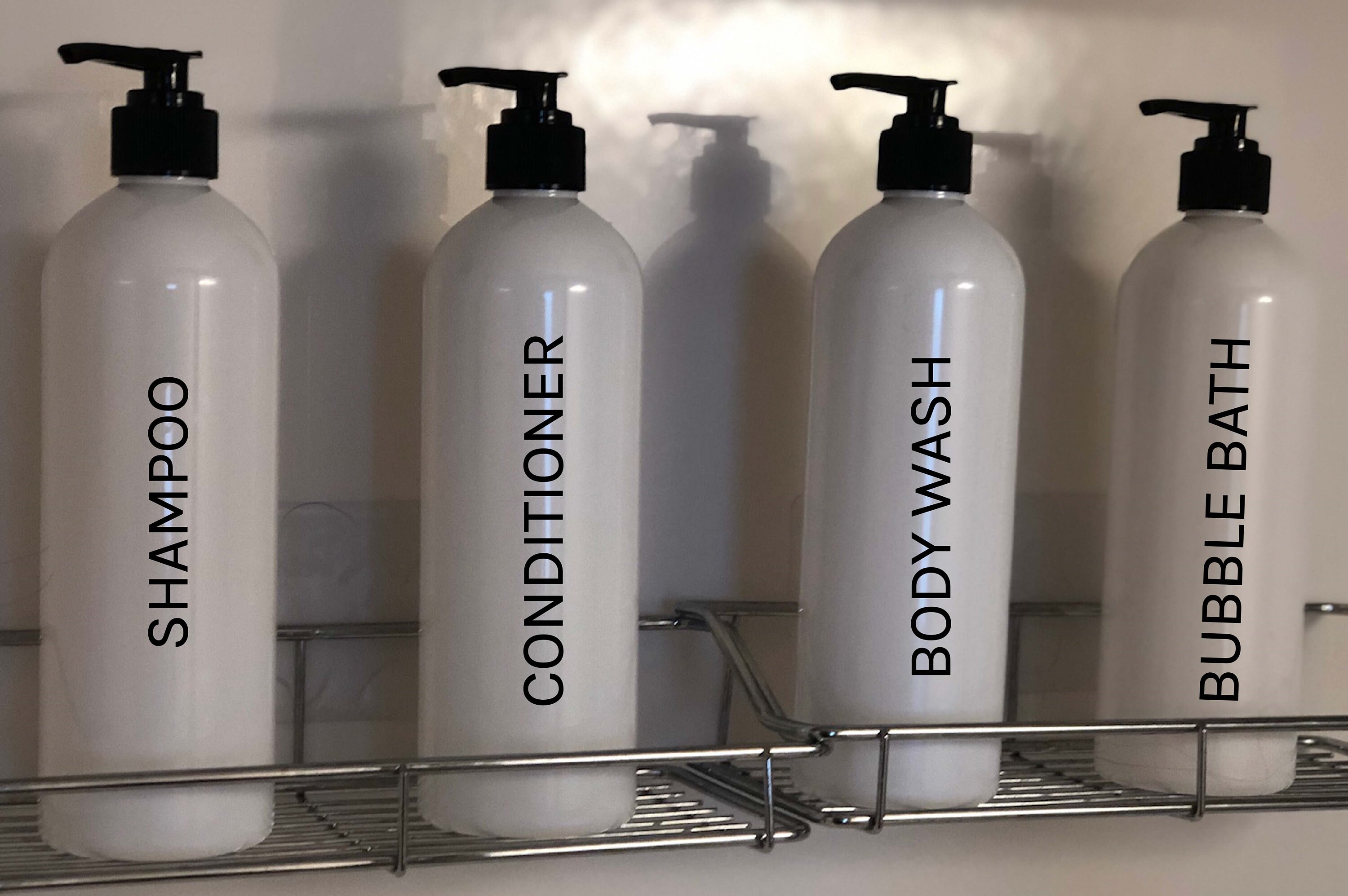 4 White Bathroom bottle Set Refillable Bottles Bathroom Etsy