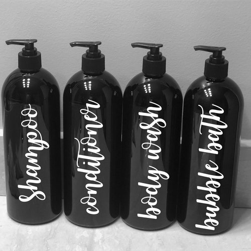 Black Shampoo Bottles Refillable Bottles Bathroom Etsy