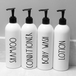 Shampoo Bottles for Bathroom | Refillable Bottles | Refillable Shampoo and Conditioner Bottles | Farmhouse Bathroom | Bathroom Storage |