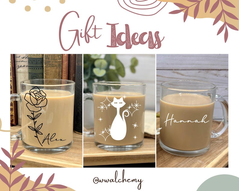 Wildflower Moon Clear Glass Mug: Cottagecore Coffee Lover Gift image 5
