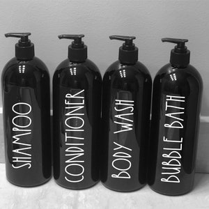 32 oz. Shampoo Conditioner Dispensers | Refillable Bottles | Bathroom Accessories | Plastic Shampoo Bottle | Farmhouse Bathroom | Spa Décor