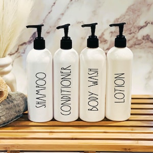 Shampoo Bottles for Bathroom | Refillable Bottles | Refillable Shampoo and Conditioner Bottles | Farmhouse Bathroom | Bathroom Storage |