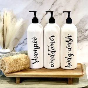 Large White Shampoo and Conditioner Storage Bottles | Shampoo Dispenser | Refillable Bottles For Shower | Modern Bathroom Storage | Home Spa