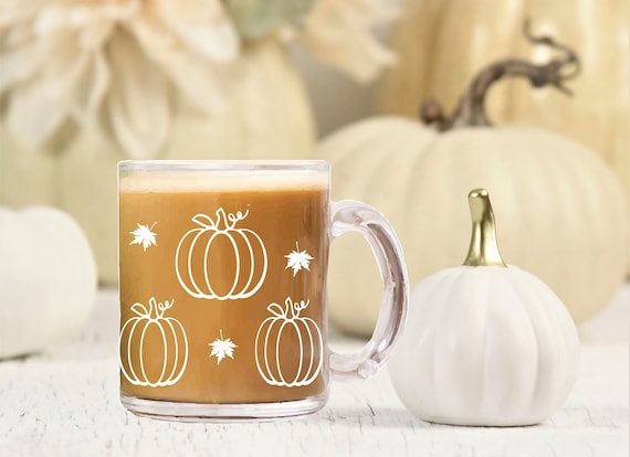 Pumpkin Spice Clear Glass Mug: Fall Coffee Lover Gift