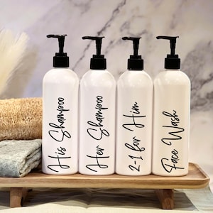 White Shampoo and Conditioner Bottles  | Bathroom Bottle Set | Refillable Shampoo Bottle Bottles | Modern Bathroom | Reusable Shampoo Bottle